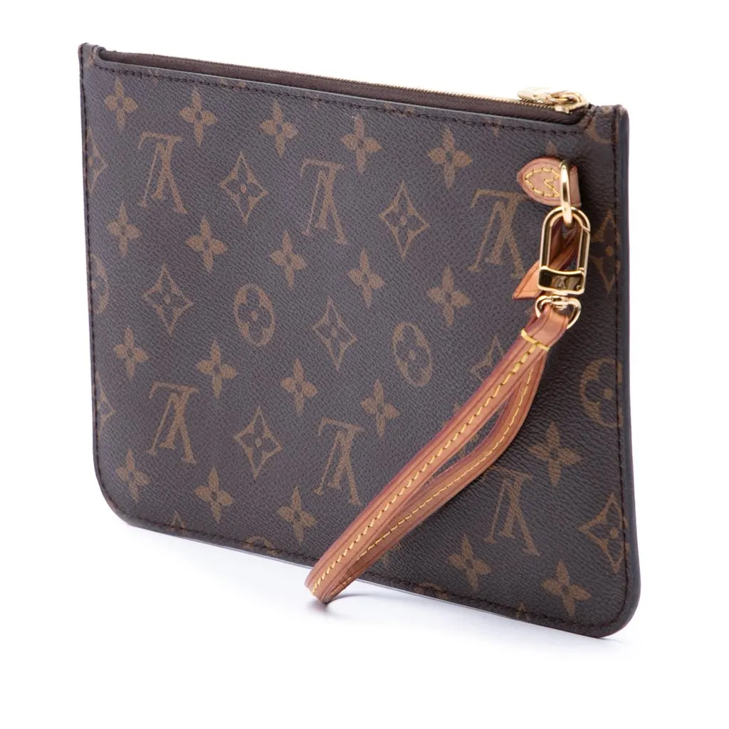 Louis Vuitton Monogram Neverfull Pouch MM Brown Canvas Good - Back View