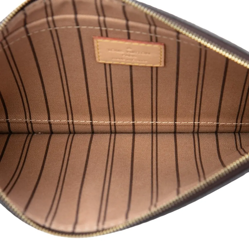 Louis Vuitton Monogram Neverfull Pouch MM Brown Canvas Good - Model View