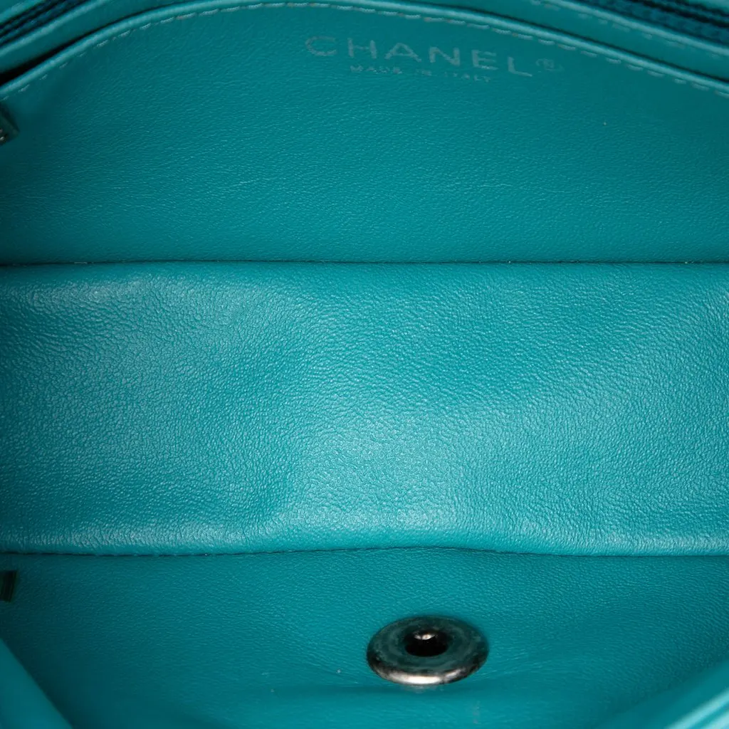 Chanel Mini Rectangular Classic Tricolor Lambskin Single Flap Blue Leather Very good - Model View
