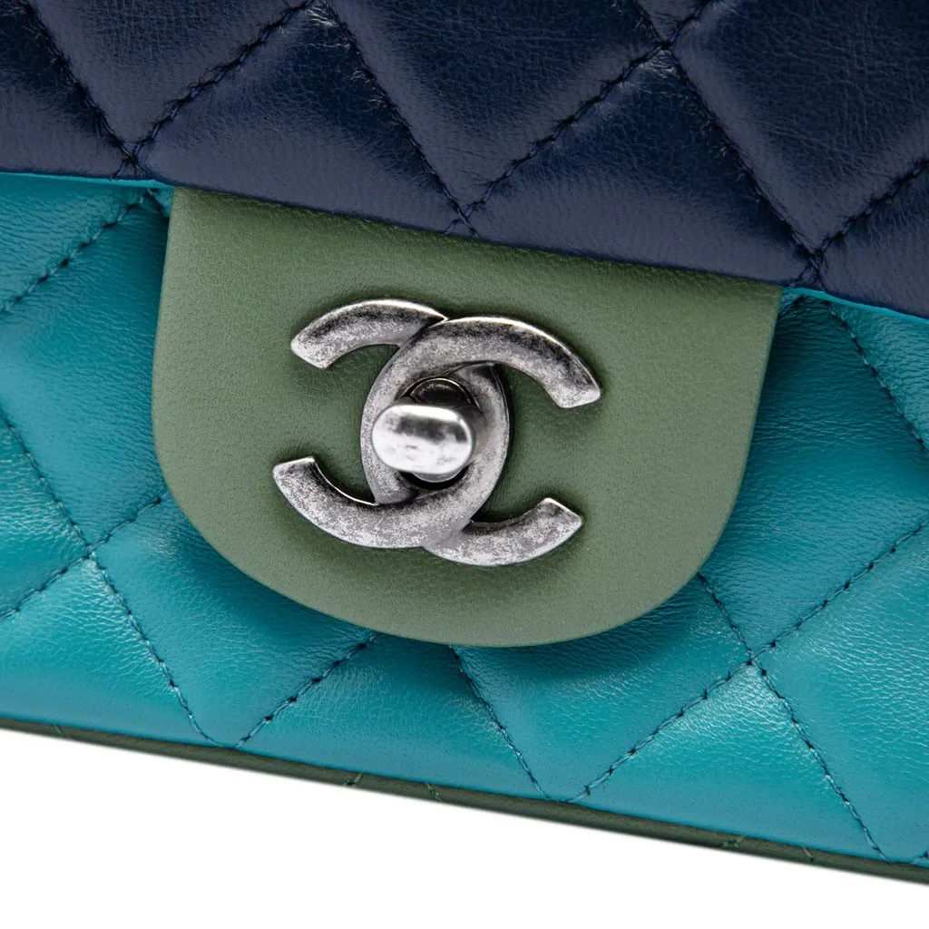 Chanel Mini Rectangular Classic Tricolor Lambskin Single Flap Blue Leather Very good - Box View