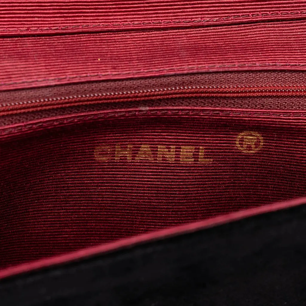 Chanel CC Horizontal Quilted Velvet Crescent Flap Black Velvet Very good - Box View