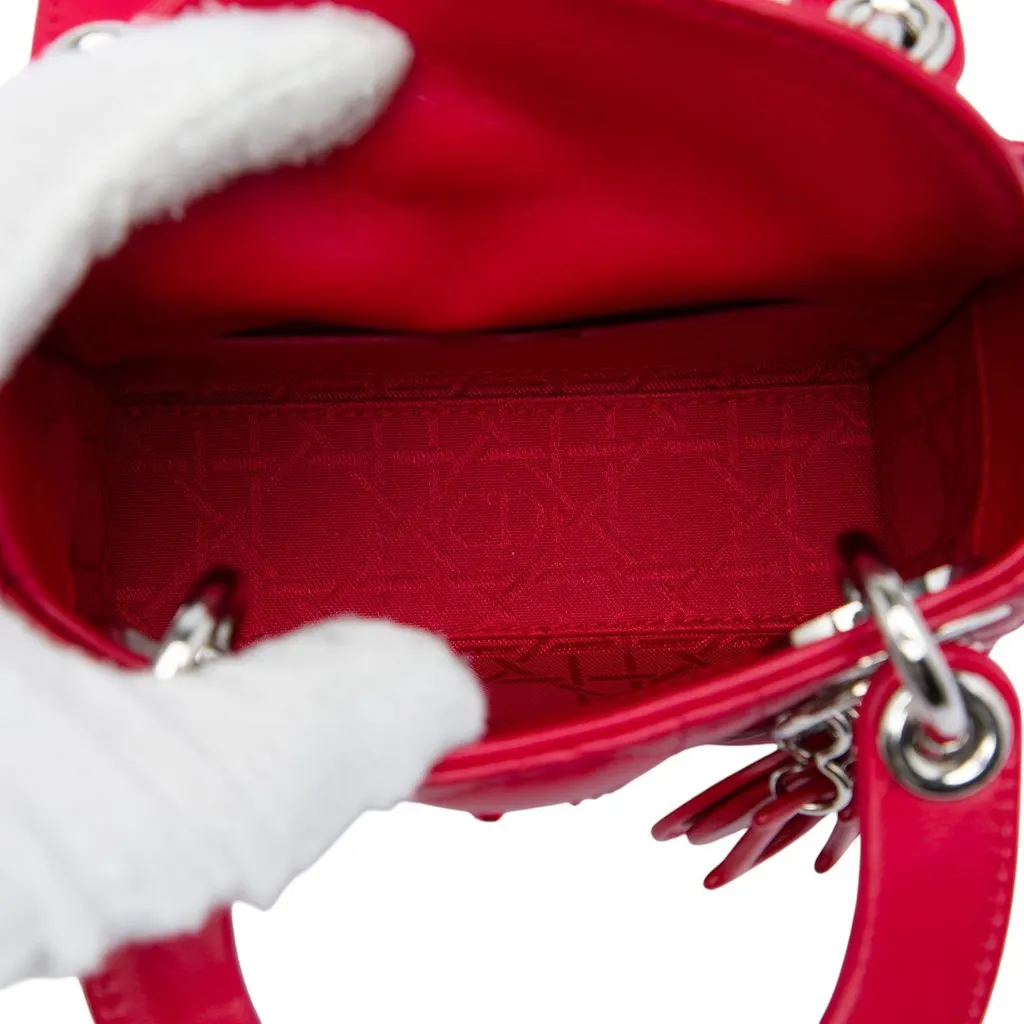 Dior Mini Lambskin Cannage 8 Crystal Lady Dior Red Leather Very good - Model View