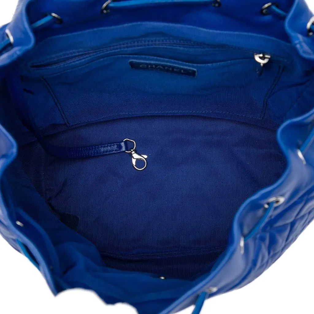 Chanel Large Quilted Lambskin Urban Spirit Backpack Blue Leather Very good - Model View