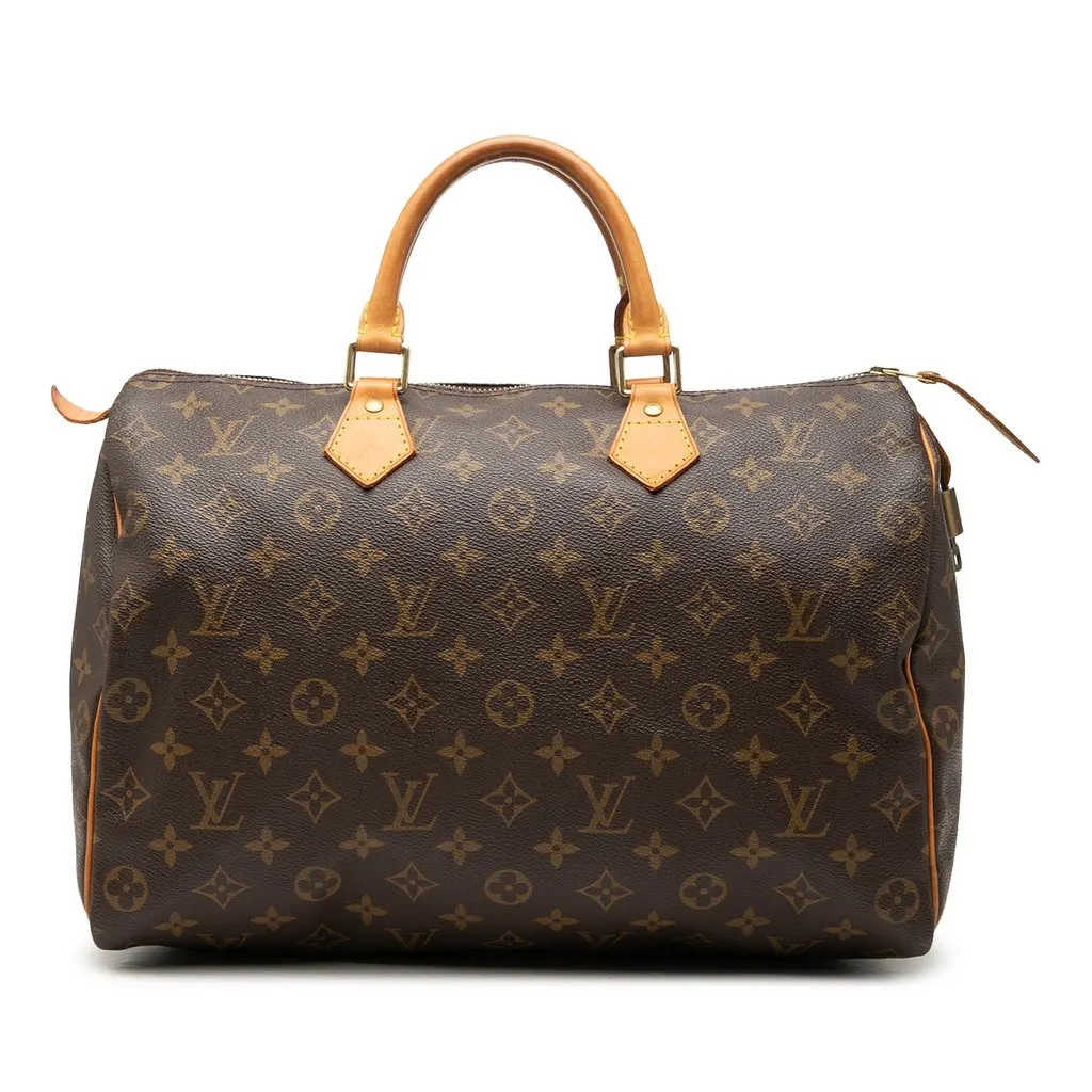 Louis Vuitton Monogram Speedy 35 Brown Canvas Good - Front View