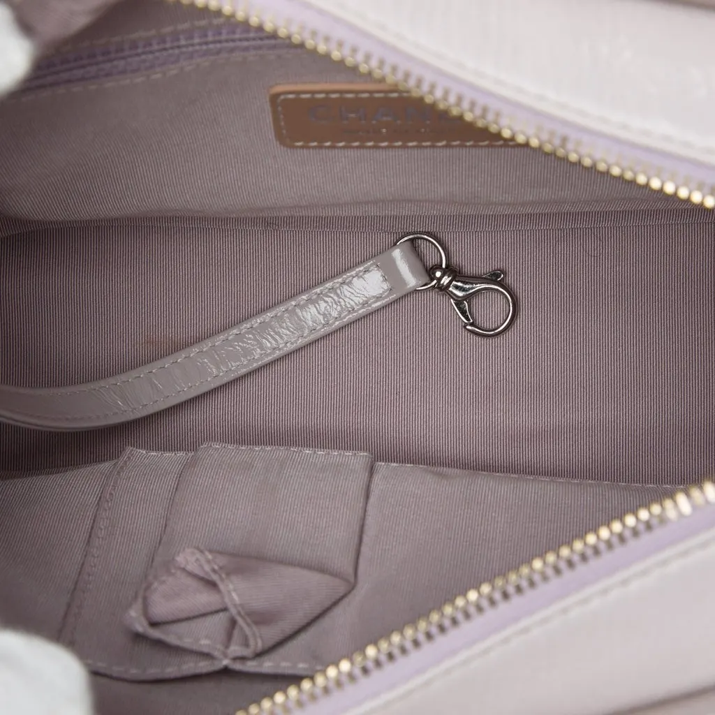Chanel Small Quilted Aged Calfskin Gabrielle Hobo Grey Leather Good - Model View