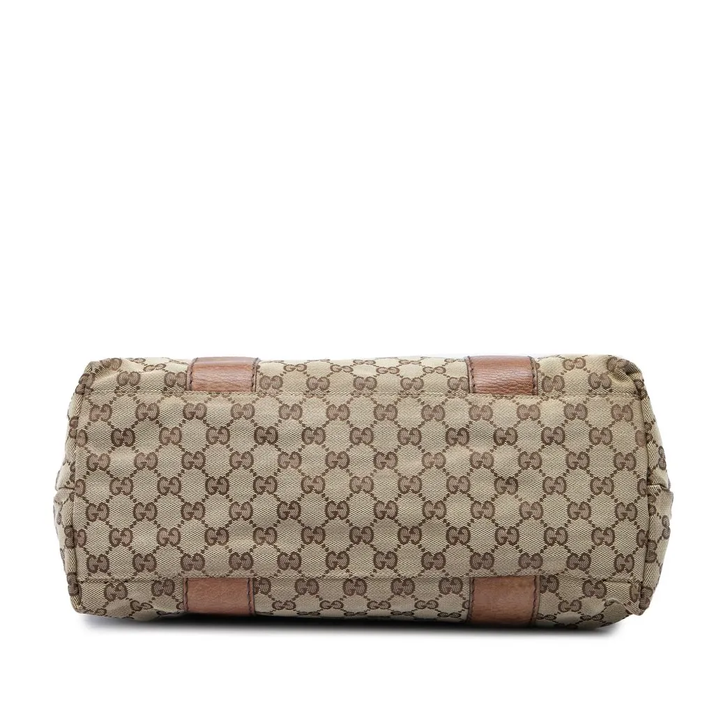 Gucci Medium GG Canvas Bamboo Libeccio Tote Beige Canvas Good - Inside View