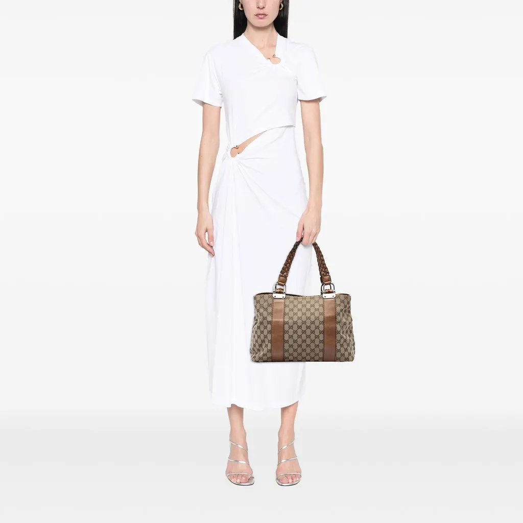 Gucci Medium GG Canvas Bamboo Libeccio Tote Beige Canvas Good - Box View