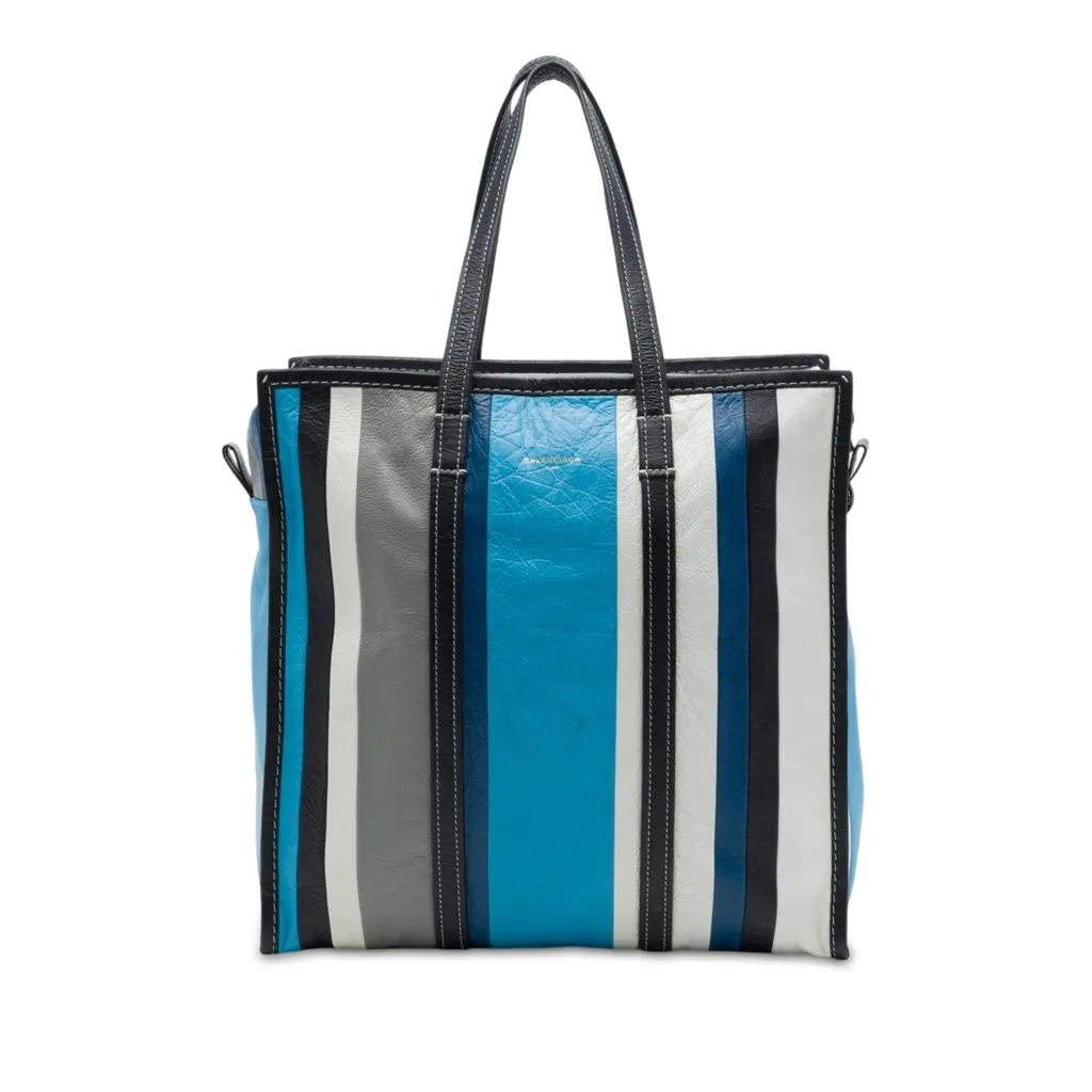 Balenciaga Lambskin Bazar Shopper Satchel M Blue Leather Very good - Front View