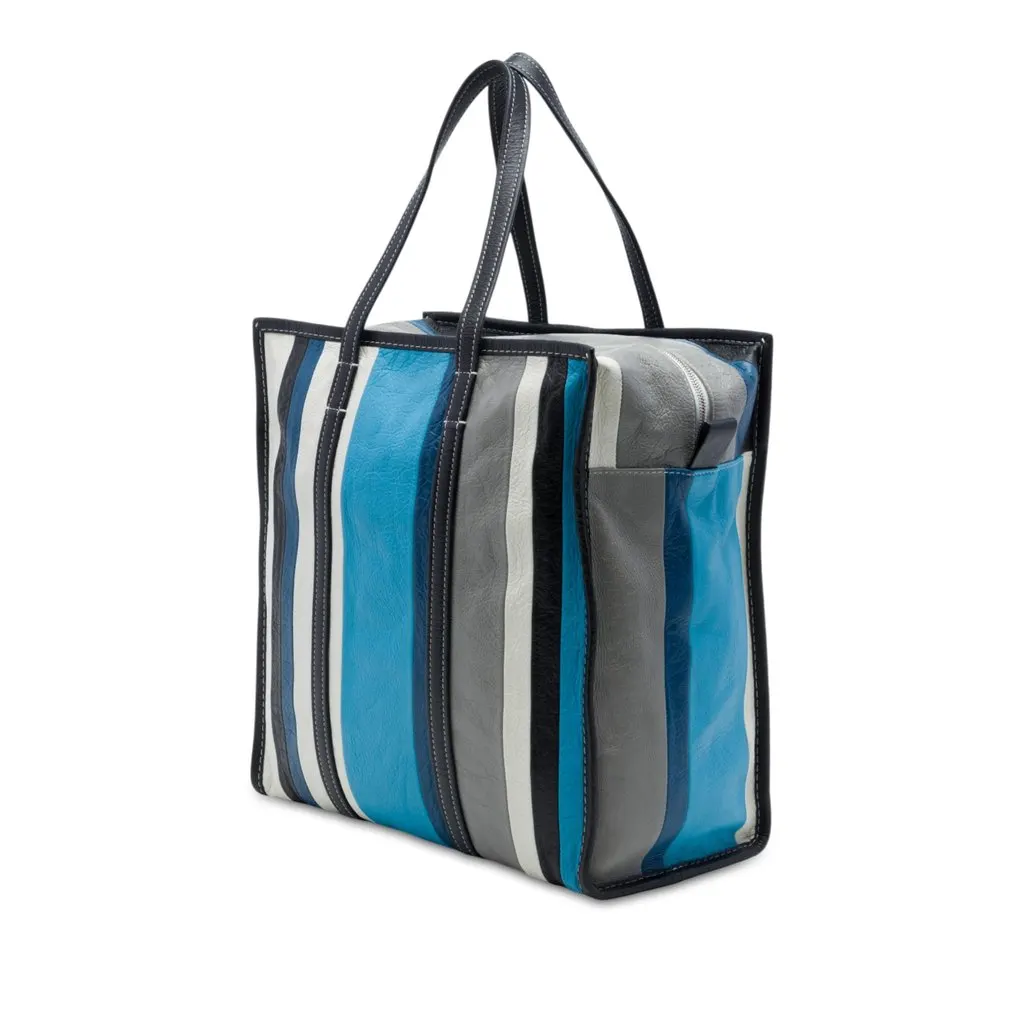 Balenciaga Lambskin Bazar Shopper Satchel M Blue Leather Very good - Back View