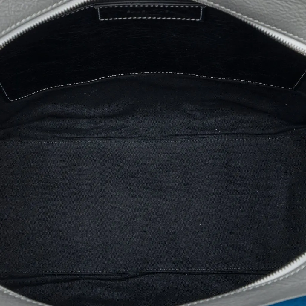 Balenciaga Lambskin Bazar Shopper Satchel M Blue Leather Very good - Model View