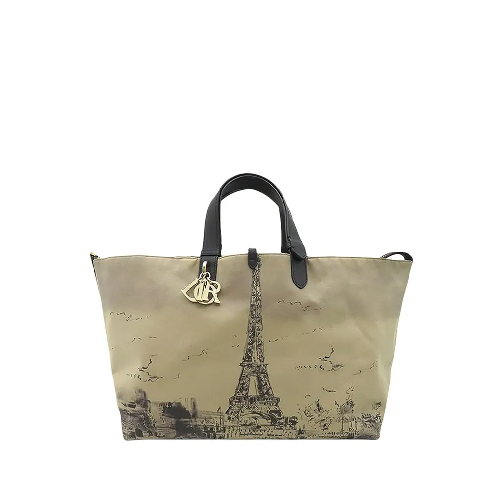 Dior Large Canvas Eiffel Tower Toujours Tote Beige Very good - Front View