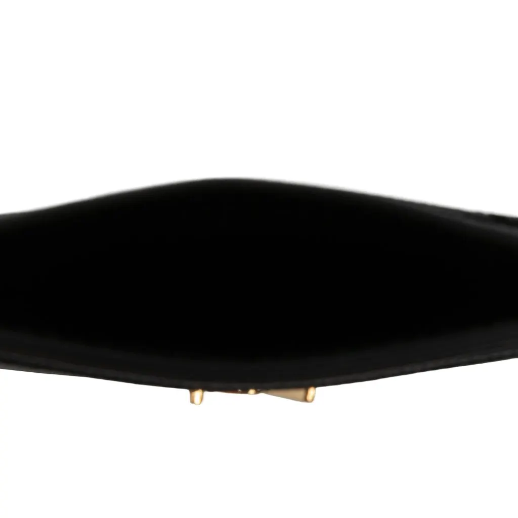 Saint Laurent Chevron Grain de Poudre Cassandre Card Holder Black Leather Never worn - Model View