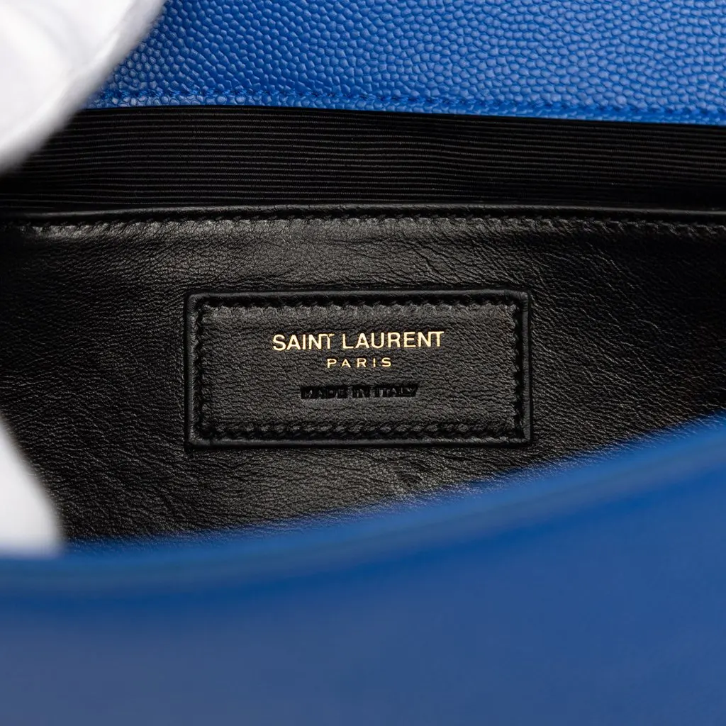 Saint Laurent Grain de Poudre Monogram Cassandre Clutch Blue Leather Very good - Box View