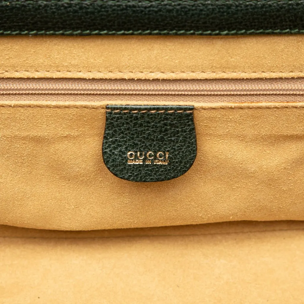 Gucci Calfskin Bamboo Vanity Bag Green Leather Very good - Box View