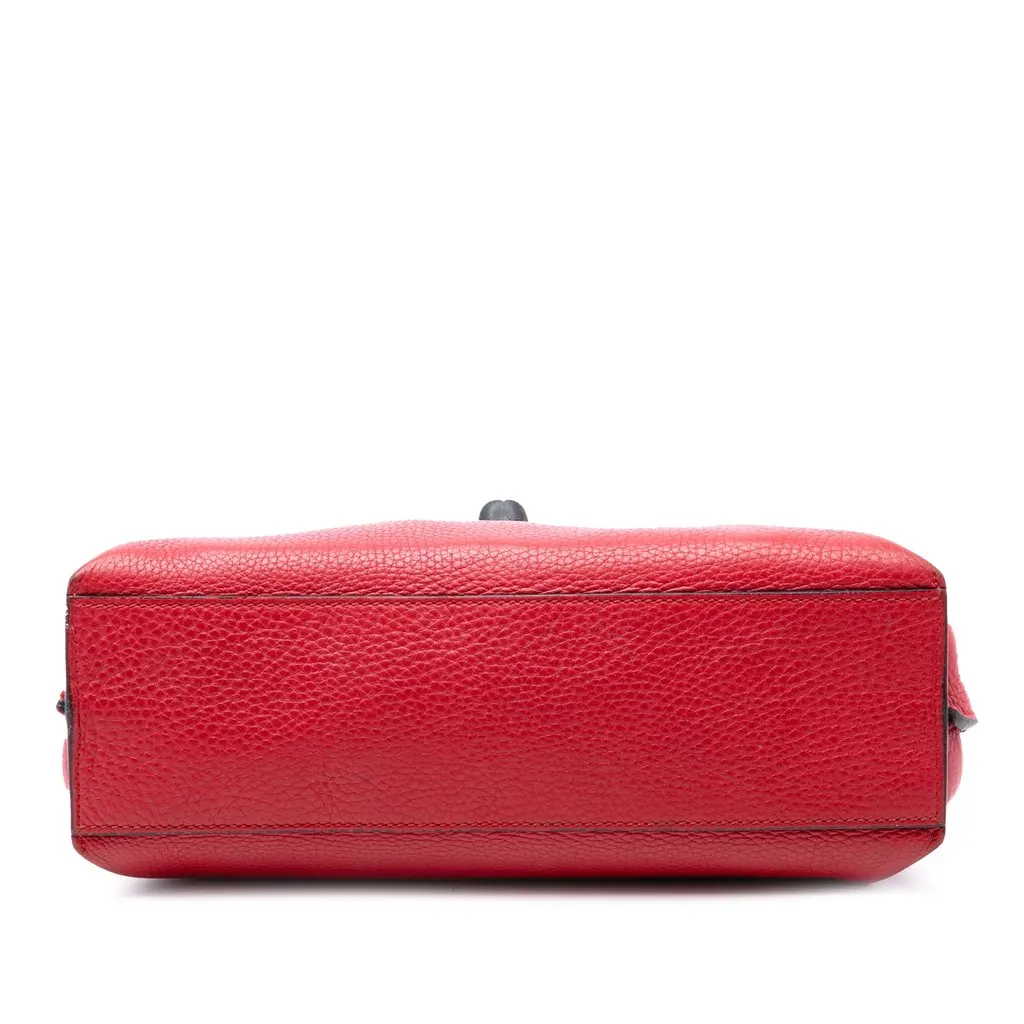 Gucci Small Leather Bamboo Daily Satchel Red Leather Very good - Inside View