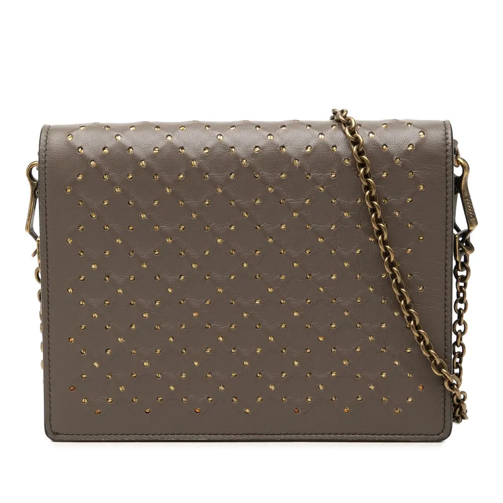 Bottega Veneta Studded Nappa Catena Wallet On Chain Brown Leather Very good - Front View