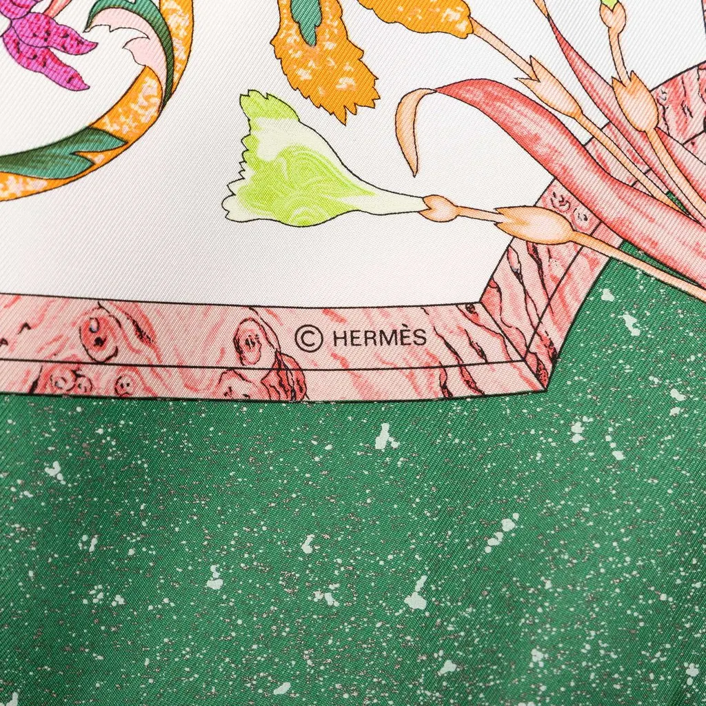 Hermès Pierres D Orient Et D Occident Silk Scarf 90 White Silk Good - Model View