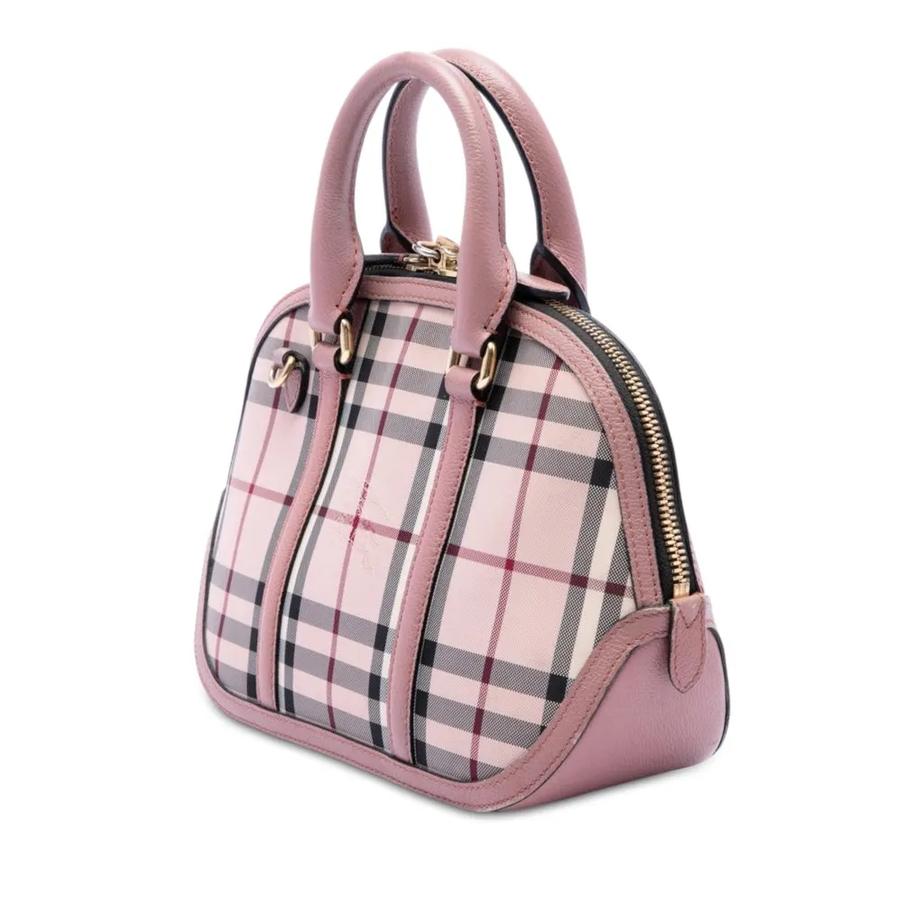 Burberry Small Haymarket Check Nylon Orchard Bowling Bag Beige Very good - Back View