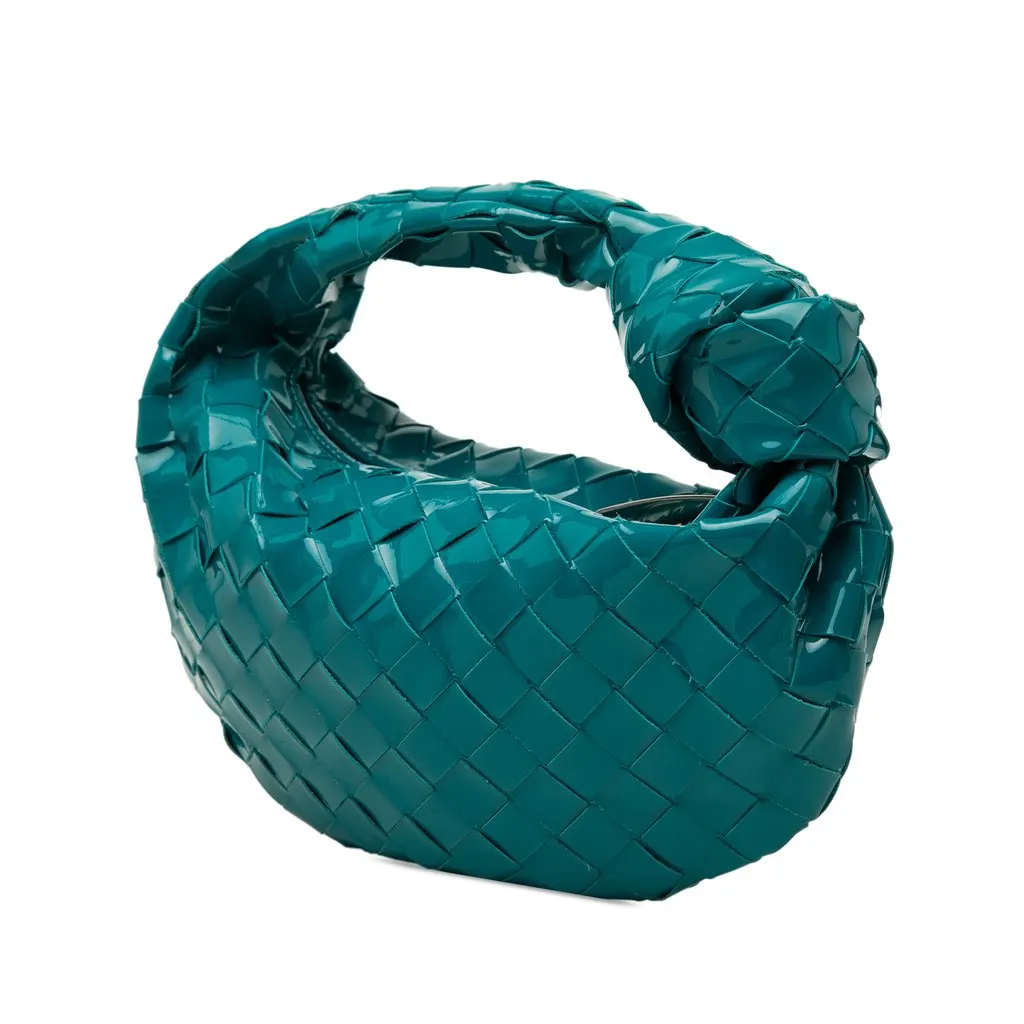 Bottega Veneta Mini Patent Intrecciato Jodie Blue Leather Very good - Back View