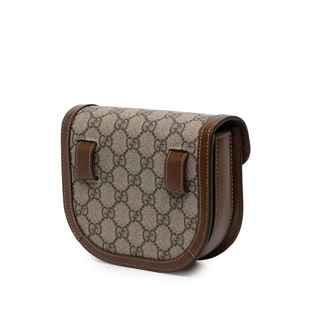 Gucci GG Supreme Horsebit 1955 Rounded Belt Bag Beige Canvas Very good - Back View