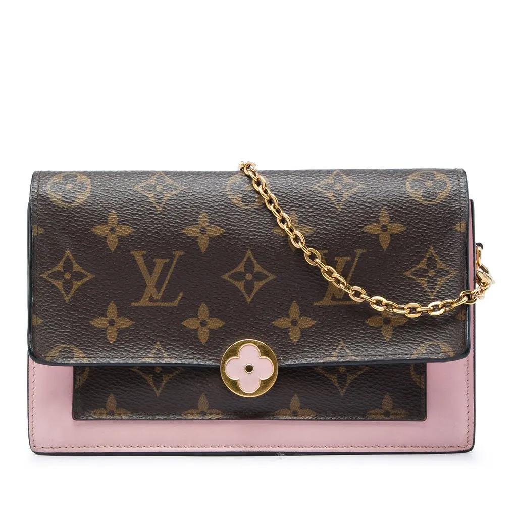 Louis Vuitton Monogram Flore Wallet On Chain Brown Very good - Front View