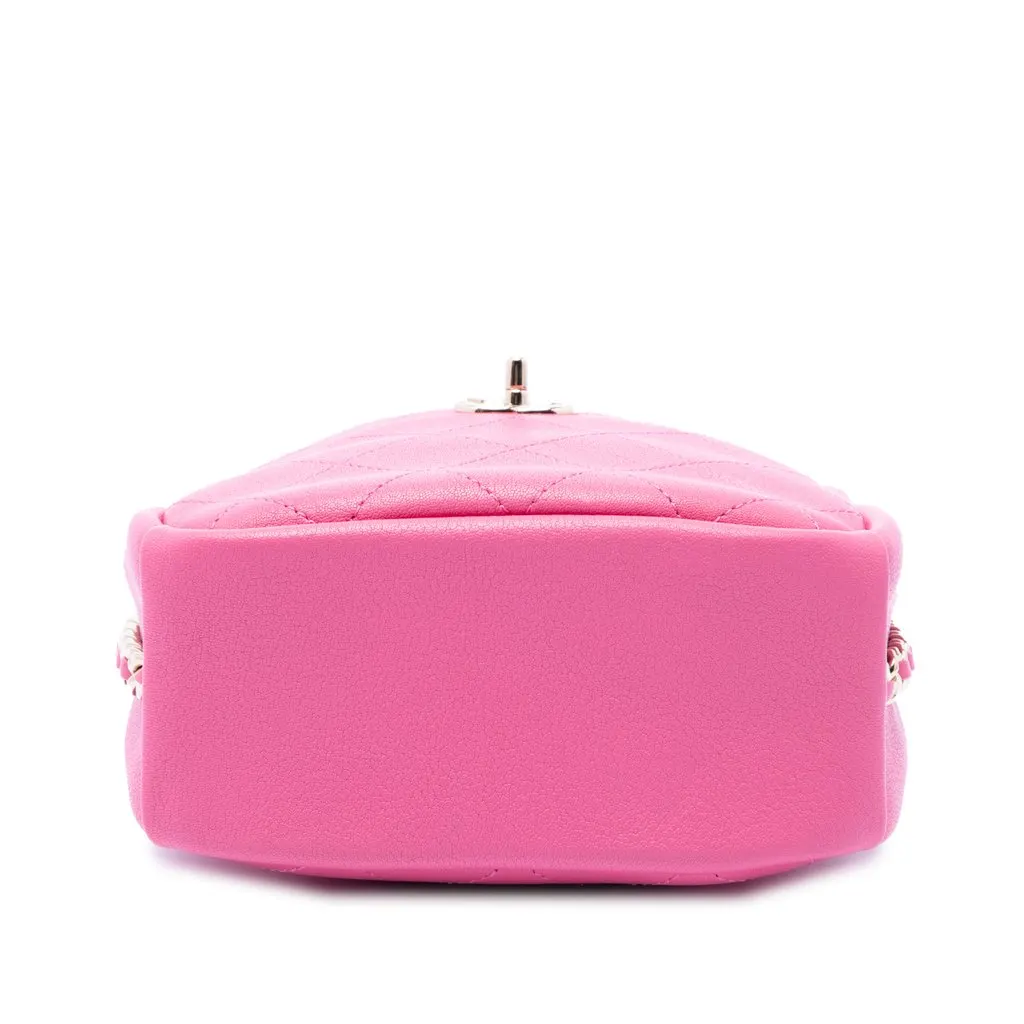Chanel Stitched Goatskin Casual Trip North South Camera Case Pink Leather Very good - Inside View