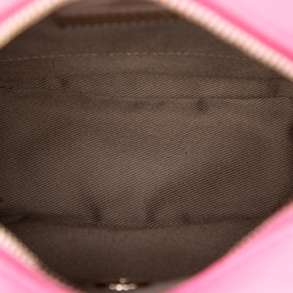 Chanel Stitched Goatskin Casual Trip North South Camera Case Pink Leather Very good - Model View