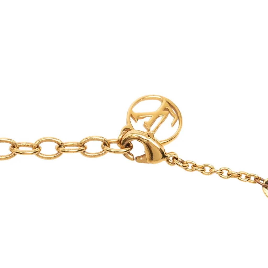 Louis Vuitton Gold Plated Strass LV Iconic Pendant Necklace Gold Metal Very good - Box View