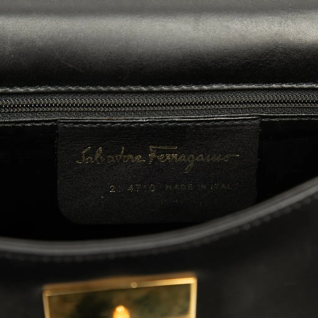 Salvatore Ferragamo Leather Half Moon Crossbody Black Leather Very good - Box View