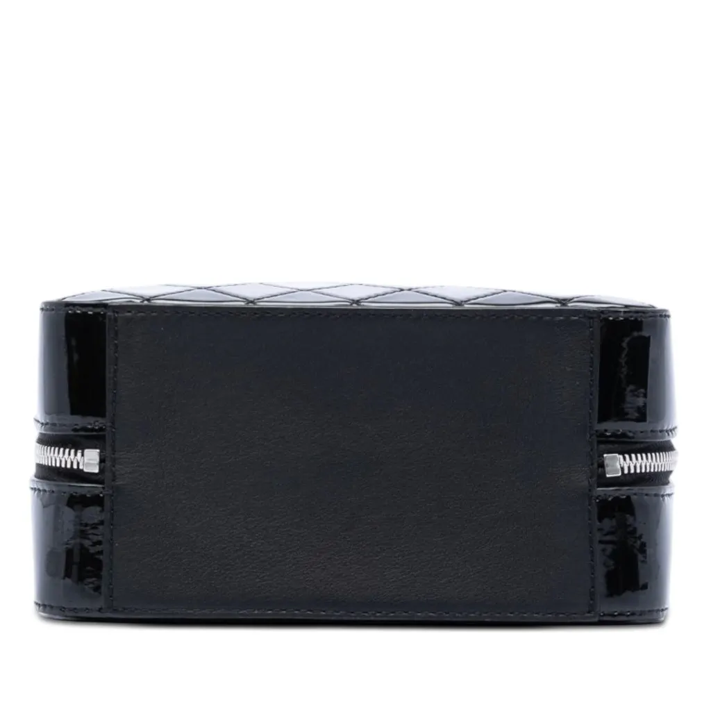 Chanel Small CC Quilted Patent Travel Kit Vanity Case Black Leather Very good - Inside View