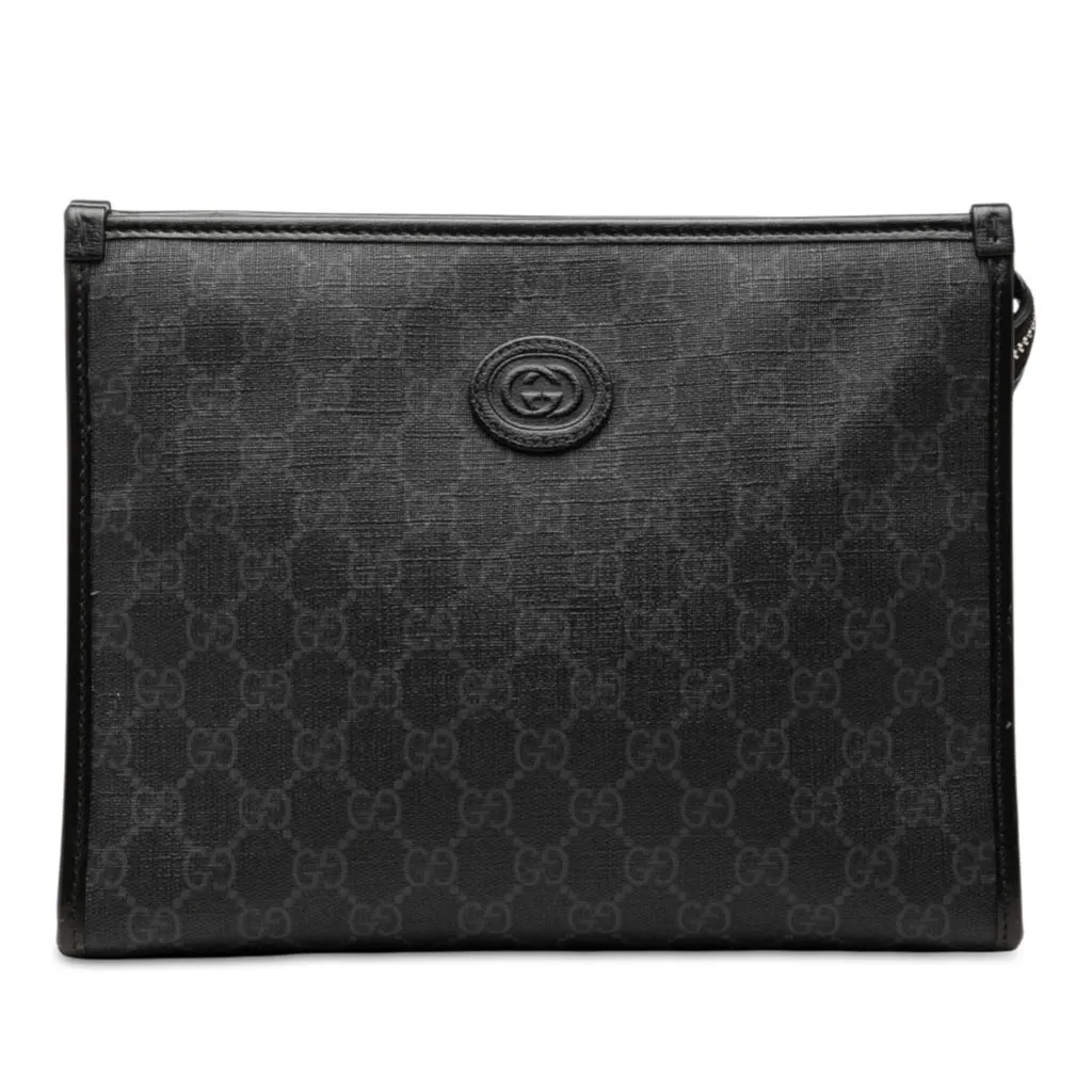 Gucci GG Supreme Retro Interlocking G Clutch Black Very good - Front View