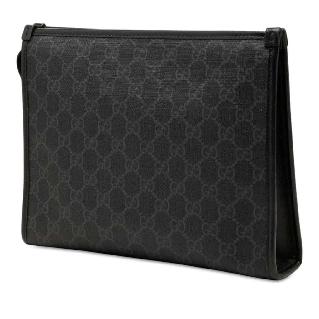 Gucci GG Supreme Retro Interlocking G Clutch Black Very good - Back View