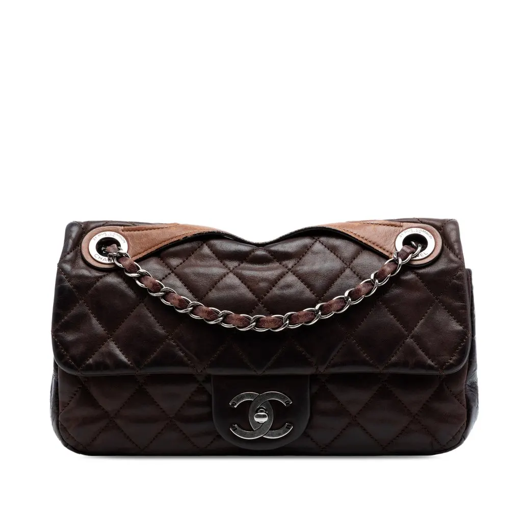Chanel Medium Iridescent Calfskin In the Mix Flap Brown Leather Very good - Front View