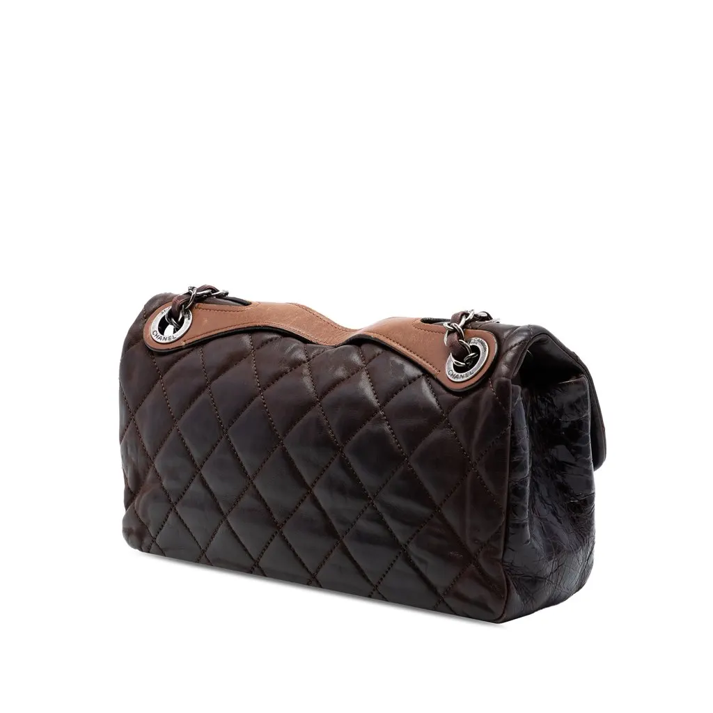 Chanel Medium Iridescent Calfskin In the Mix Flap Brown Leather Very good - Back View
