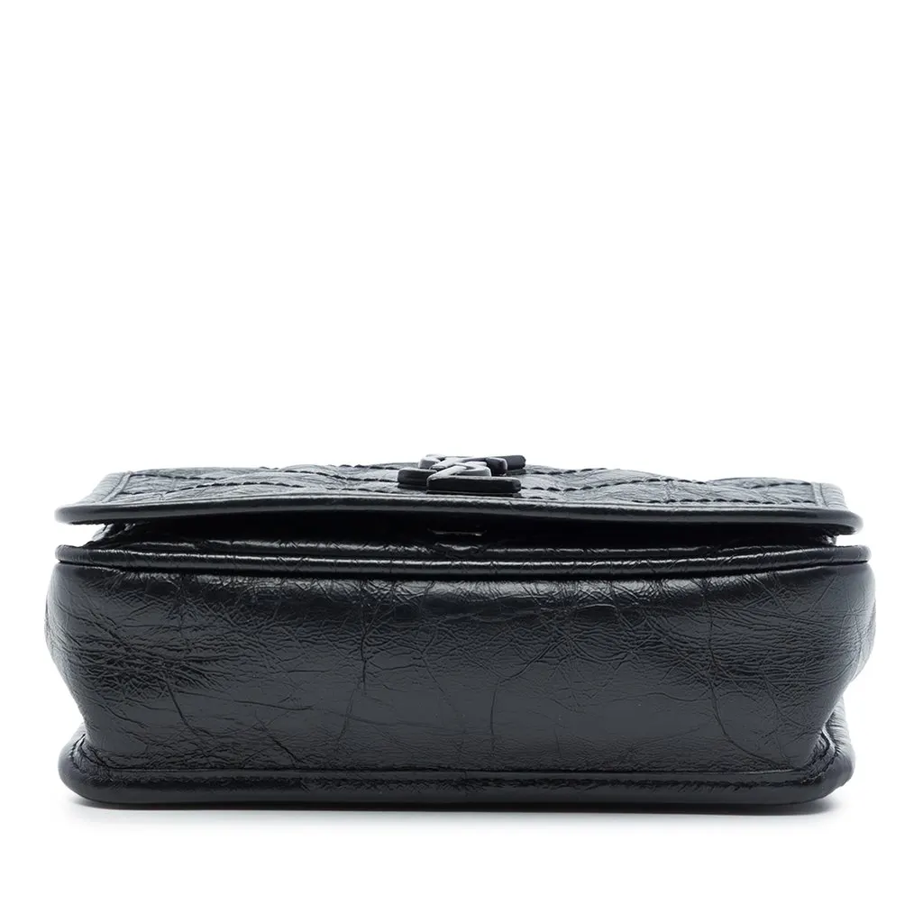 Saint Laurent Crinkled Calfskin Niki Wallet on Chain Black Leather Very good - Inside View