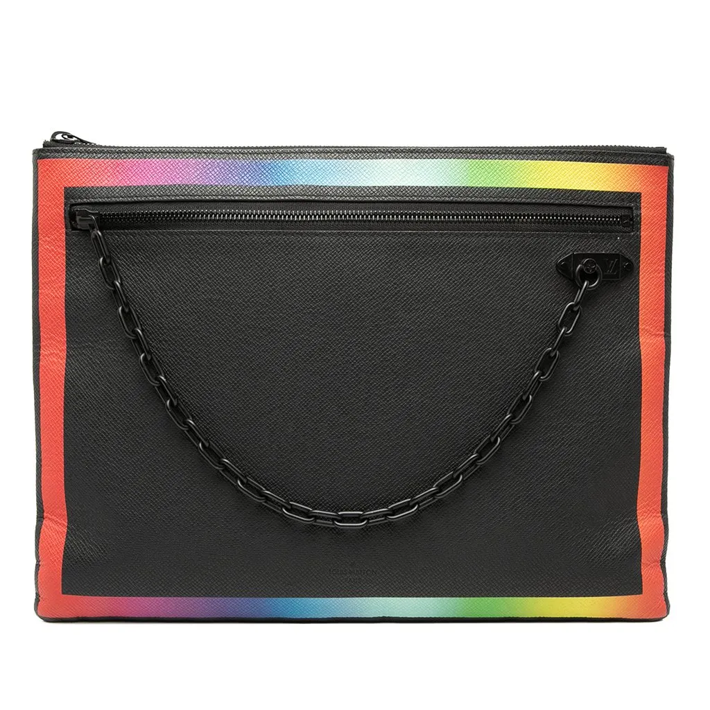 Louis Vuitton Taiga Rainbow Pochette A4 Black Leather Very good - Front View