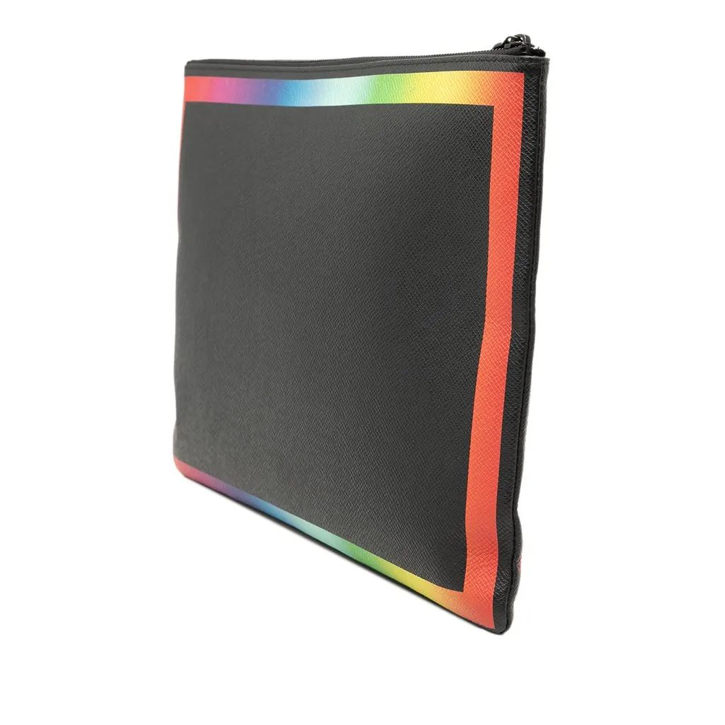 Louis Vuitton Taiga Rainbow Pochette A4 Black Leather Very good - Back View