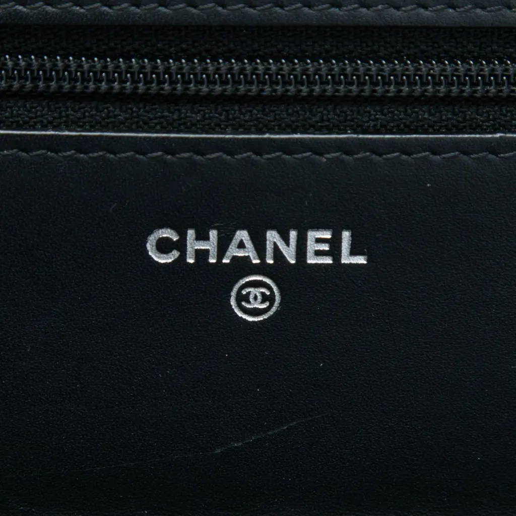 Chanel Quilted Patent Boy Wallet on Chain Black Leather Good - Box View