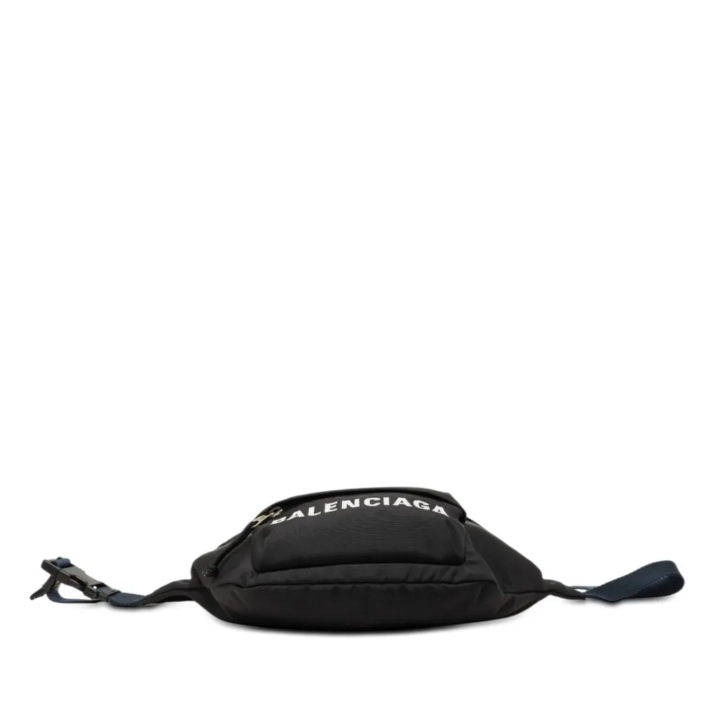 Balenciaga Small Nylon Logo Wheel Belt Bag Black Good - Inside View