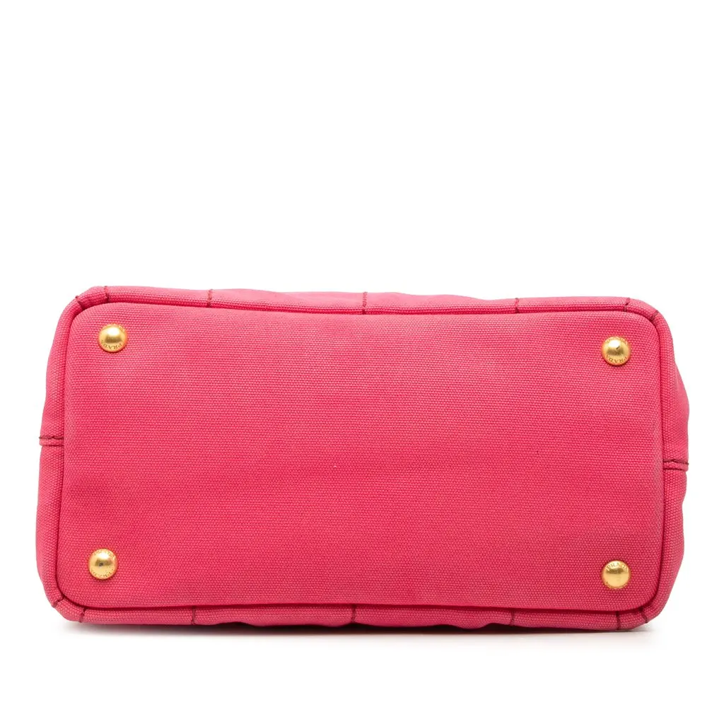 Prada Small Canvas Canapa Logo Tote Pink Very good - Inside View