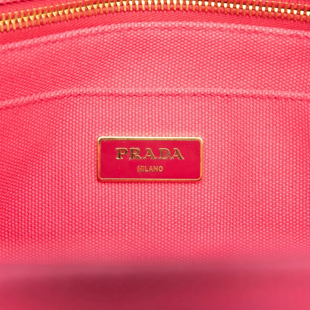 Prada Small Canvas Canapa Logo Tote Pink Very good - Box View