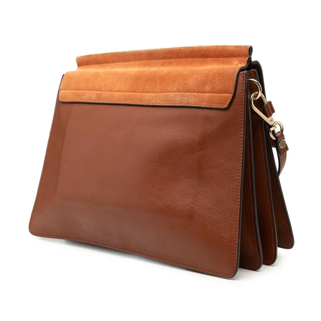 Chloé Medium Calfskin and Suede Faye Crossbody Brown Leather Very good - Back View