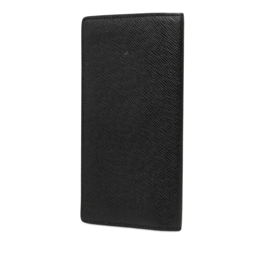 Louis Vuitton Taiga Brazza Wallet Black Leather Very good - Back View