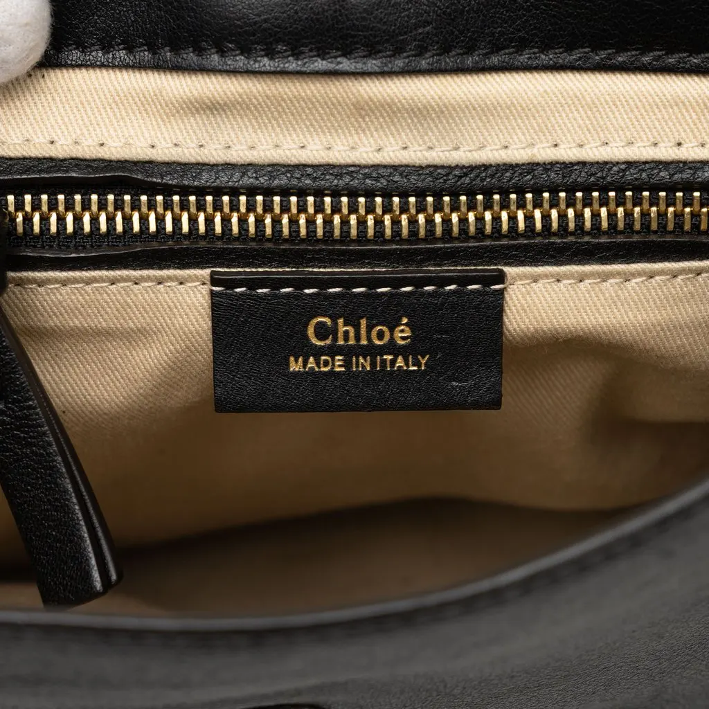Chloé Medium Calfskin and Suede Faye Backpack Black Leather Very good - Box View