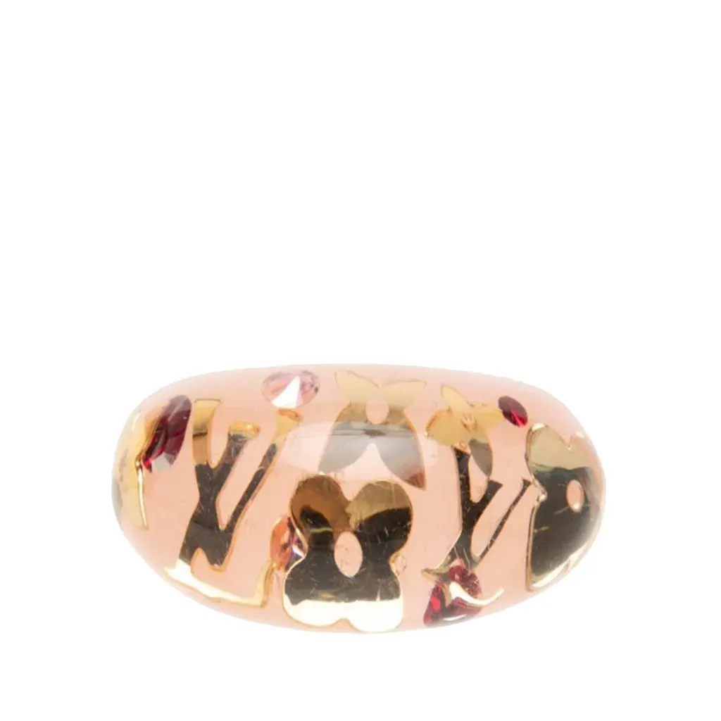 Louis Vuitton Resin and Crystal Monogram Inclusion Ring Pink Plastic Very good - Front View