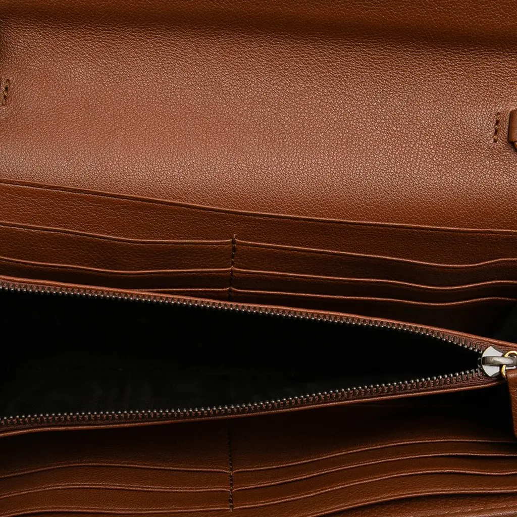 Gucci Calfskin Bamboo Diana Wallet on Chain Brown Leather Very good - Model View