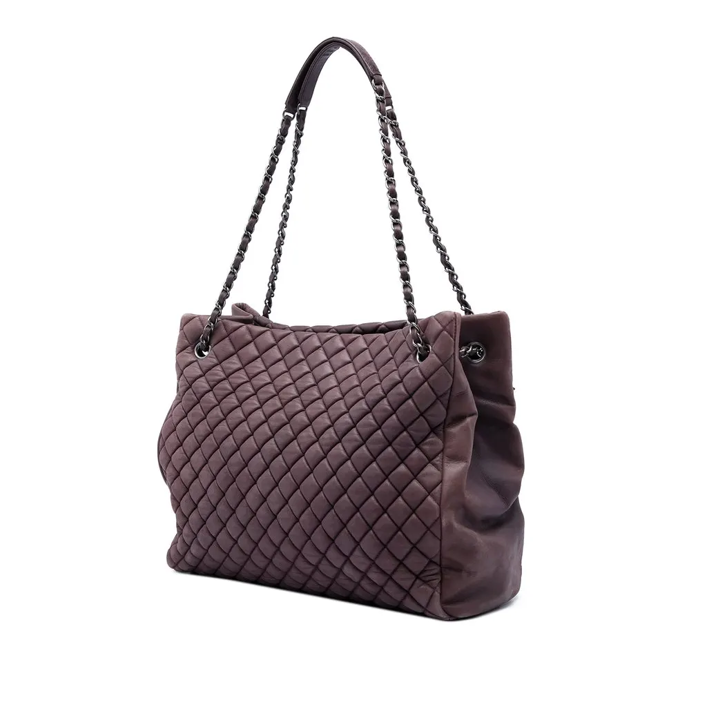 Chanel Large Quilted Iridescent Calfskin New Bubble Tote Purple Leather Very good - Back View