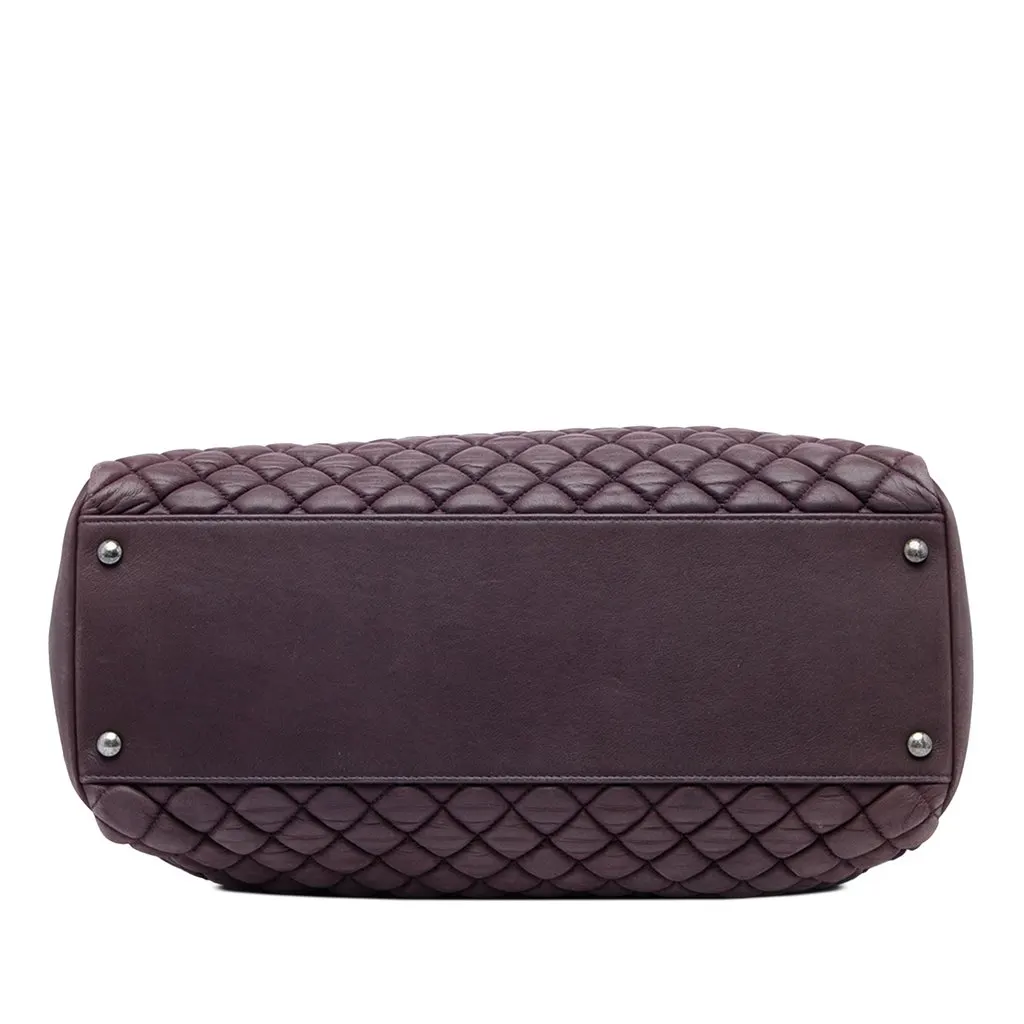 Chanel Large Quilted Iridescent Calfskin New Bubble Tote Purple Leather Very good - Inside View