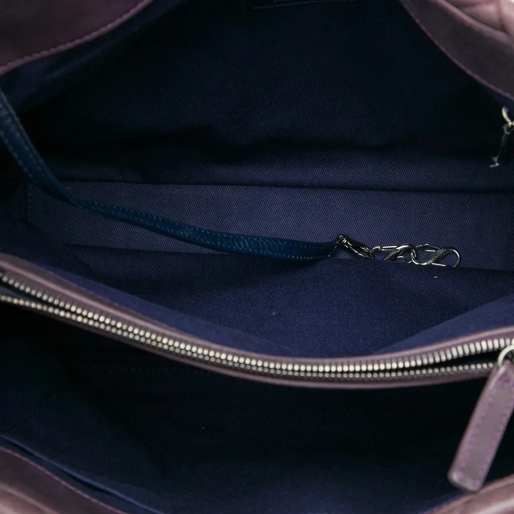 Chanel Large Quilted Iridescent Calfskin New Bubble Tote Purple Leather Very good - Model View