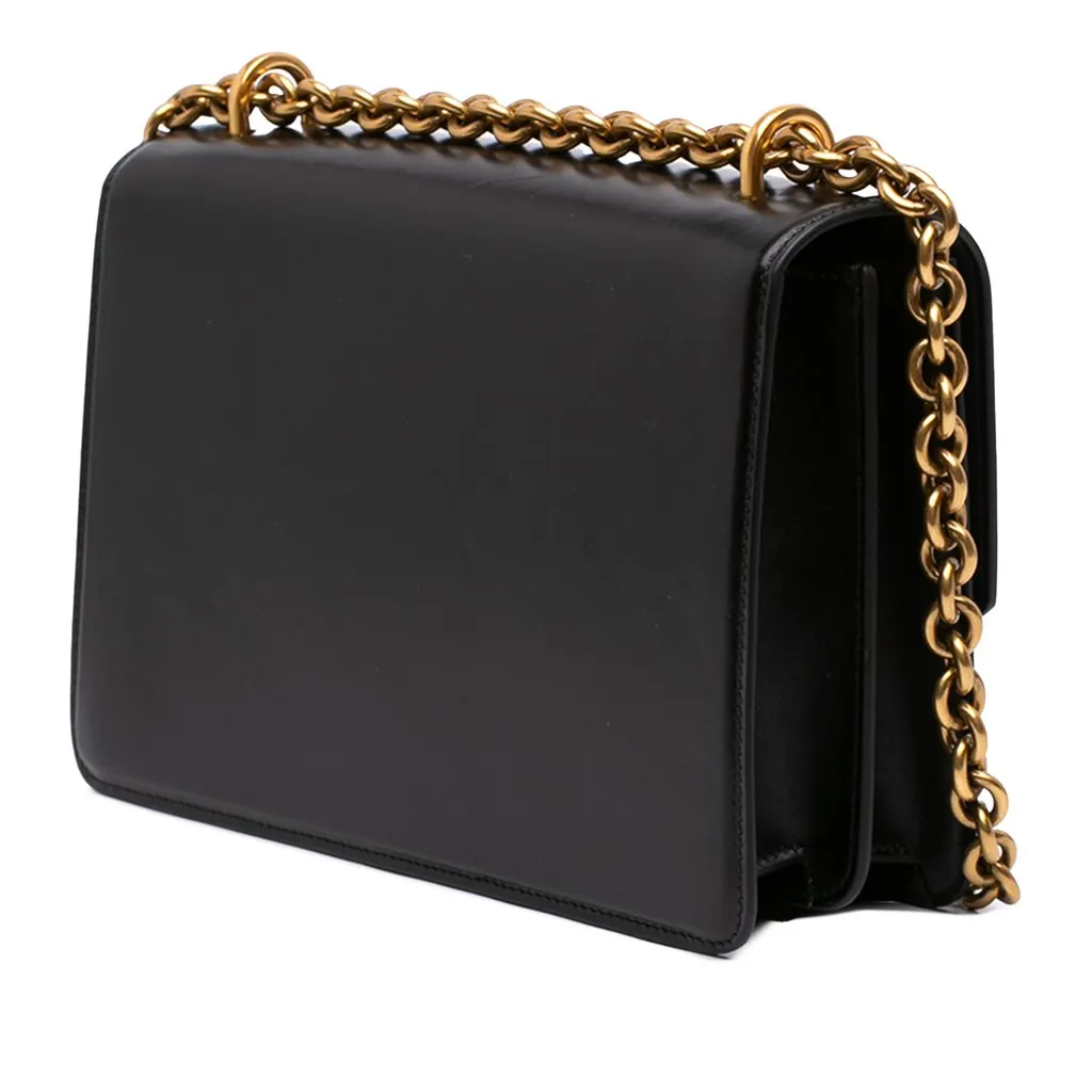 Valentino Small Shiny Calfskin VLogo Vain Crossbody Black Leather Very good - Back View